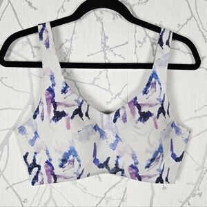 Knix White Watercolor Printed Catalyst Sports Bra